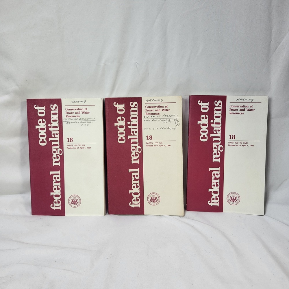 1991 Code of Federal Regulations Title 18 Power Water Resources 3 Vol Set CFR